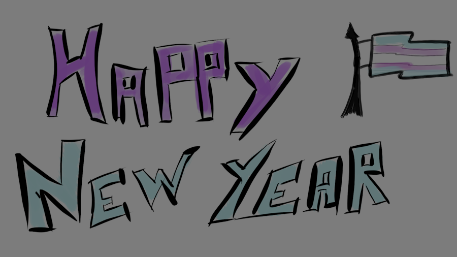 happy new year 2026 with a trans flag